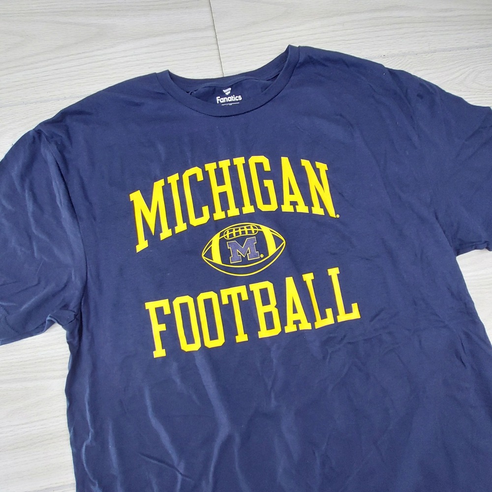 Michigan Wolverines Football T Shirt Mens XL Navy Blue Athletic College Fanatics